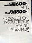 Atari computer 600XL 800XL connection instructions for PAL TV system 