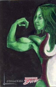 2010 Marvel Dangerous Divas Series 1 Sketch Card Lodrigueza She Hulk