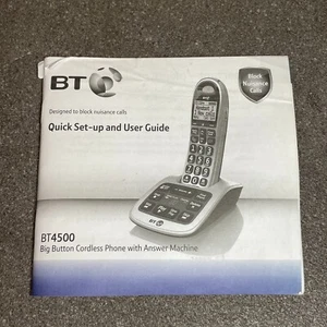 BT4500 Duży przycisk Telefon bezprzewodowy Szybka konfiguracja i instrukcja obsługi Broszura (76 stron) - Zdjęcie 1 z 4