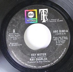 Soul 45 Ray Charles - Hey Mister / There'Ll Be No Peace Without All Men As One O - Picture 1 of 2