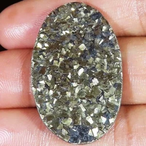 Natürlich Pyrit Druzy Quarz Oval Cabochonschliff Lose Edelstein 74.10 Cts. ( - Bild 1 von 6