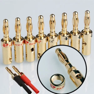 10Pcs 4mm Black Red Connector Gold Plated Banana Audio Speaker Wire Cable Plugs - Picture 1 of 7
