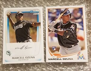 Marcell Ozuna Rookie Lot 2013 Topps Update #US279 & 1st 2011 Bowman BP36 Braves