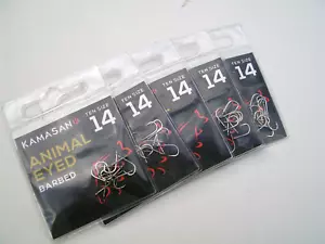 50 x Kamasan Animal Eyed Barbed Hooks. Size 14. Ideal for Big Fish & Big Baits. - Picture 1 of 3