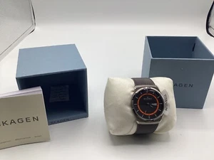 SKAGEN MENS MELBYE TITANIUM CHARCOAL STEEL MESH DAY DATE WATCH BRAND NEW IN BOX - Picture 1 of 3