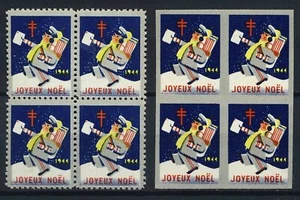 1944 CANADA Christmas Seal Perf & Imperf . FRENCH Block . Mint Lightly Hinged - Picture 1 of 1