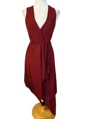 Vestido Envolvente Haute Hippie XS Extra Pequeño SEDA Fluido Burdeos Rojo NUEVO $425 Foto 1 de 4