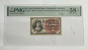 FR.1257 10 CENT FOURTH  ISSUE FRACTIONAL  PMG AU 58EPQ - Picture 1 of 4