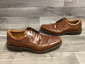 ECCO Shoes Mens 44 Brown Leather Lace-Up Comfort Walking Dress Casual US 10-10.5 - Picture 1 of 12