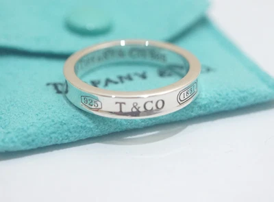 Tiffany & Co. Sterling Silver 1837 Narrow Band Ring Size 7.5" - Image 1 of 4