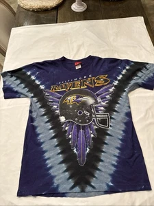 Baltimore Ravens NFL Double Sided Tie Dye Vintage T-Shirt Purple Men's Large USA - Picture 1 of 15