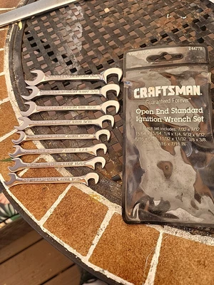 Craftsman 8-piece Open End 4 Way Angle Ignition Wrench Set 44778. SAE 7/32-7/16 - Image 1 of 4