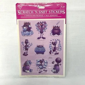 Vintage 1984 Hallmark Scratch N' Sniff Grape Stickers NOS 1-pk Purple Peeple - Picture 1 of 4