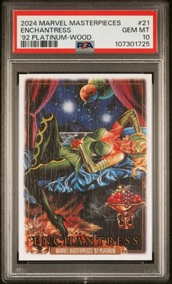 2024 Marvel Masterpieces '92 Platinum ENCHANTRESS - WOOD #21 PSA 10 💎 Gem - Image 1 of 2