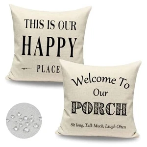 Welcome to Our Porch Outdoor Pillow Covers Waterproof 18x18 Set of 2, - Picture 1 of 7
