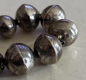 Rare Vintage Navajo Sterling Silver Graduate Stamped Beads 32” Necklace Old Pawn - Picture 1 of 12