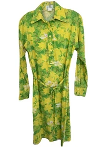 The Lilly Vintage Women’s Lilly Pulitzer Belt Collar Dress LS M Tropical Print - Picture 1 of 11