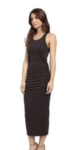 Abito MICHAEL STARS Racerback Midi Marrone Bodycon Ruches Lati Morbido Taglia Media - Foto 1 di 10
