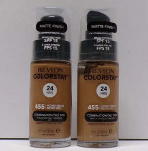 Lot of 2 Revlon Colorstay Longwear Makeup 24 Hrs Foundation 455 Honey Beige 1.0 - Picture 1 of 2