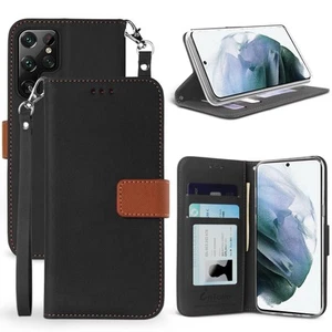 Infolio D Wallet ID Cover Designed For Samsung Galaxy S22 Ultra Case Black/Black - Picture 1 of 56