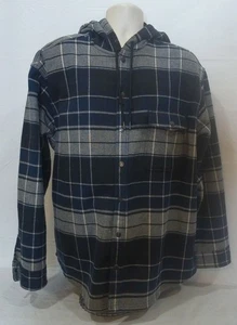 Wolverine Men's XXL Blue & Gray Plaid Flannel & Fleece Snap Hoodie Jacket - Picture 1 of 9