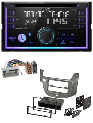 JVC MP3 USB 2DIN DAB Bluetooth CD Autoradio für Honda Jazz ab 09 silber - Bild 1 von 4