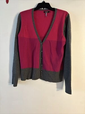 APT 9 кашемир свитер на пуговицах V шеи размер L серый розовый Berry длинным рукавом - Изображение 1 из 4