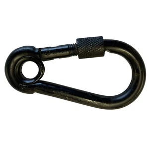 2 x 6mm BLACK PLATED CARBINE HOOK + EYE & SCREW NUT theatre rigging chain snap - Picture 1 of 1