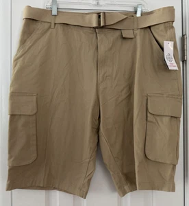 Wicked Stitch Beige Cargo 4-Way Flex Fabric Belted Shorts, Size 42 - Picture 1 of 6
