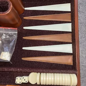 Vtg! Cardinal Prestige Backgammon Game Set Brown Case Complete NICE! - Picture 1 of 10