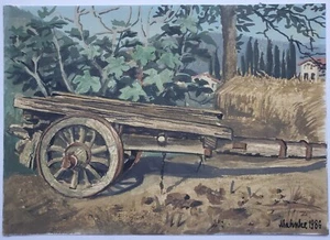 Gemälde Aquarell Landschaft Karren Otfried Mahnke Signiert 1986 - Bild 1 von 10