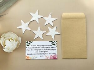 100 x Plantable Seed Paper Stars, Seed Paper Shapes, care cards and envelopes