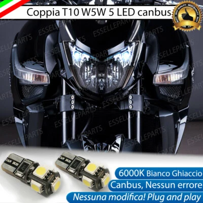 COPPIA LUCI POSIZIONE 5 LED PER SUZUKI B-KING GSX 1300 LED T10 W5W CANBUS 6000K - Immagine 1 di 2