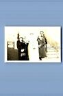 FOUND VINTAGE PHOTO C+3232 PRETTY WOMEN IN COATS POSED ON STAIRS