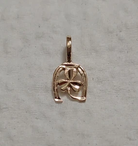 New 14k Yellow Gold Lucky Clover Charm Pendant - Picture 1 of 3
