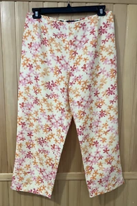 E-col-o-gie Capri Blumenmuster 100 % irisches Leinen Cropped Hose mit seitlichem Reißverschluss Damen 14 - Bild 1 von 9