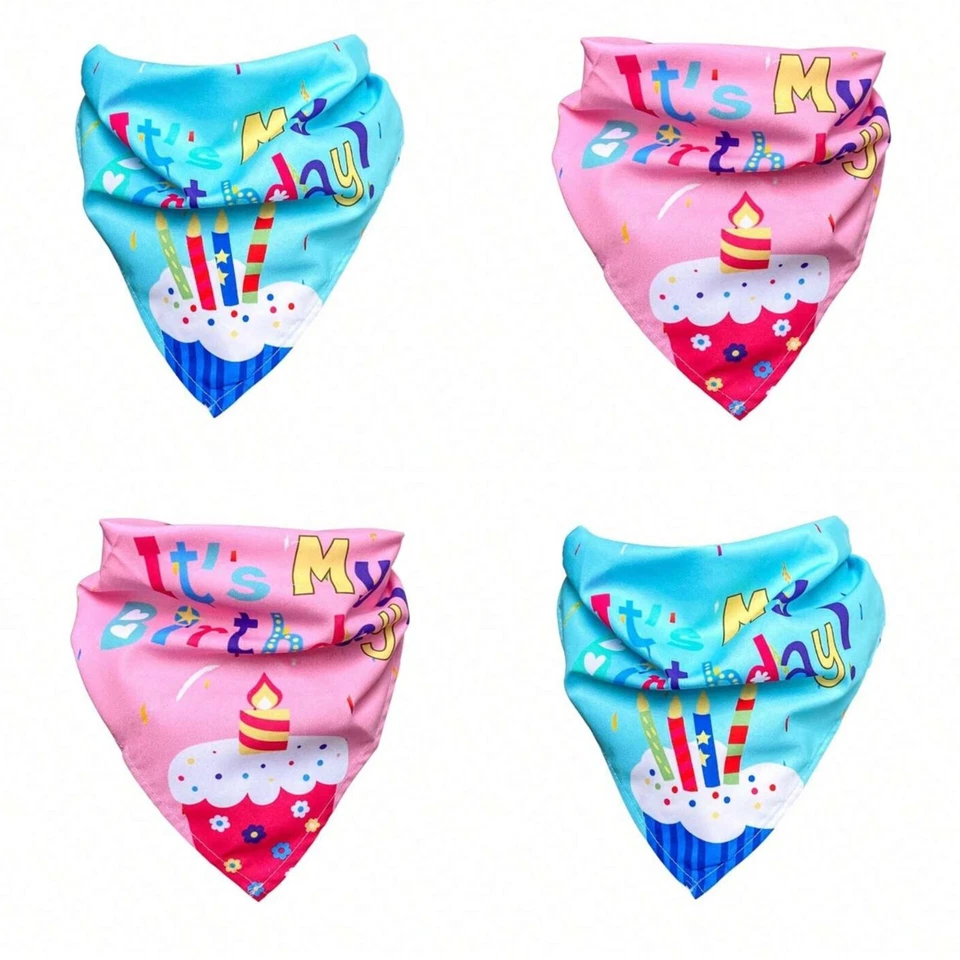 Dogs Bandana Happy Birthday Neck scarf  Pink or Blue - Image 1 of 1