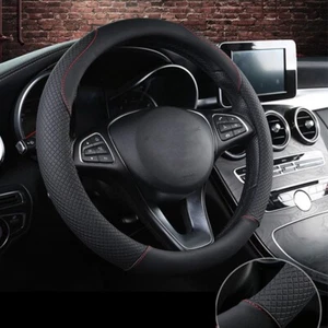 15" 38cm Car Steering Wheel Cover Carbon Leather For Honda Civic / Accord / CR-V - Picture 1 of 8