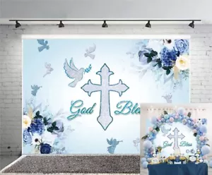 6x4ft God Bless Backdrop Baptism Party First Holy Communion Christening Photo... - Picture 1 of 7