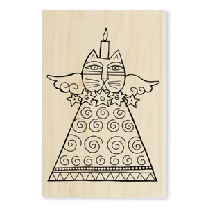 LAUREL BURCH RUBBER STAMPS FELINE CANDLE NEW CHRISTMAS wood STAMP - Picture 1 of 3