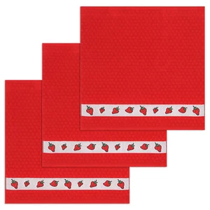 KRACHT 3er Pack Frottee Küchenhandtücher Erdbeere ca. 50 x 50 cm 100% Baumwolle - Bild 1 von 2