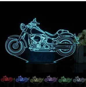 HARLEY DAVIDSON ROADBIKE 3D Acrylic LED 7 Colour Night Light Touch Table Lamp - Picture 1 of 2
