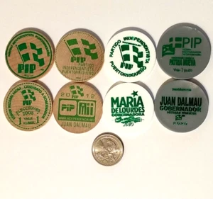 Set 4 Ficha PIP PARTIDO INDEPENDENTISTA PUERTO RICO Wooden Nickel token PATRIOTA - Picture 1 of 8