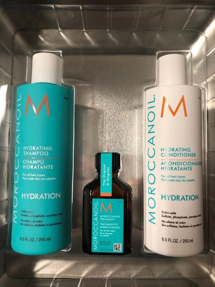 Xampu Moroccanoil Hydration 8,5 oz, condicionador 8,5 oz + óleo de tratamento (0,85 oz) - Imagem 1 de 2