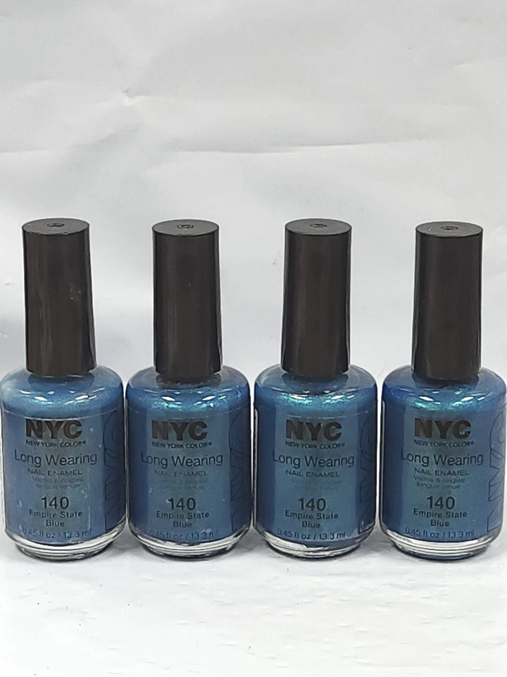 NYC New York Color Long Wearing Nail Enamel # 140 Empire State Blue 4Pcs  - Image 1 of 2