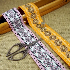 Retro Flower Dot Jacquard ribbon trim M72 - Picture 1 of 6