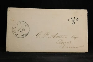 Michigan: Pontiac 1854 Stampless Cover + Letter, Black CDS & PAID 3 in Arc - Picture 1 of 7