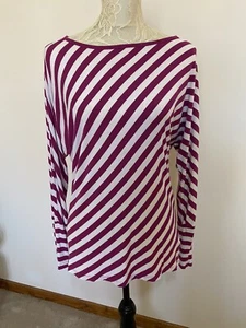 Michael Kors Top Blouse Shirt Violet Pink White Striped Dolman Sleeve Size Small - Picture 1 of 5