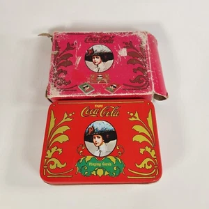Vintage Coca Cola Cards In Tin, Cards Still Sealed - Picture 1 of 12