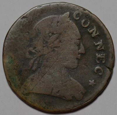 Cobre Connecticut 1788 - Arañazos - Troquel giratorio Foto 1 de 4